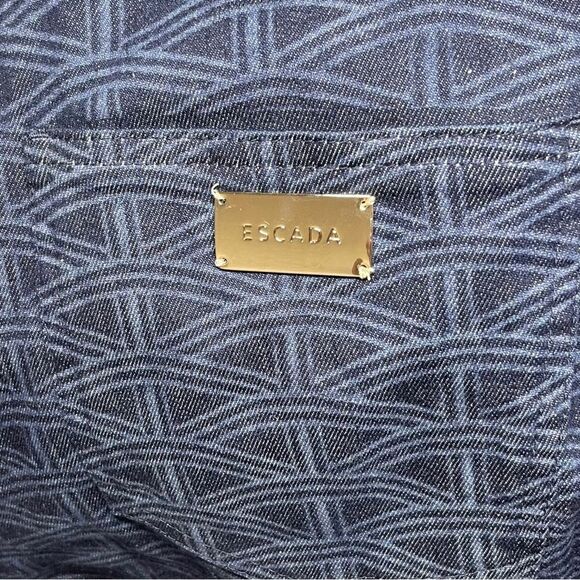 Escada Women's Straight Leg Printed Pants Dark Wash Denim Jeans Size 40 / 10 - Picture 2 of 7